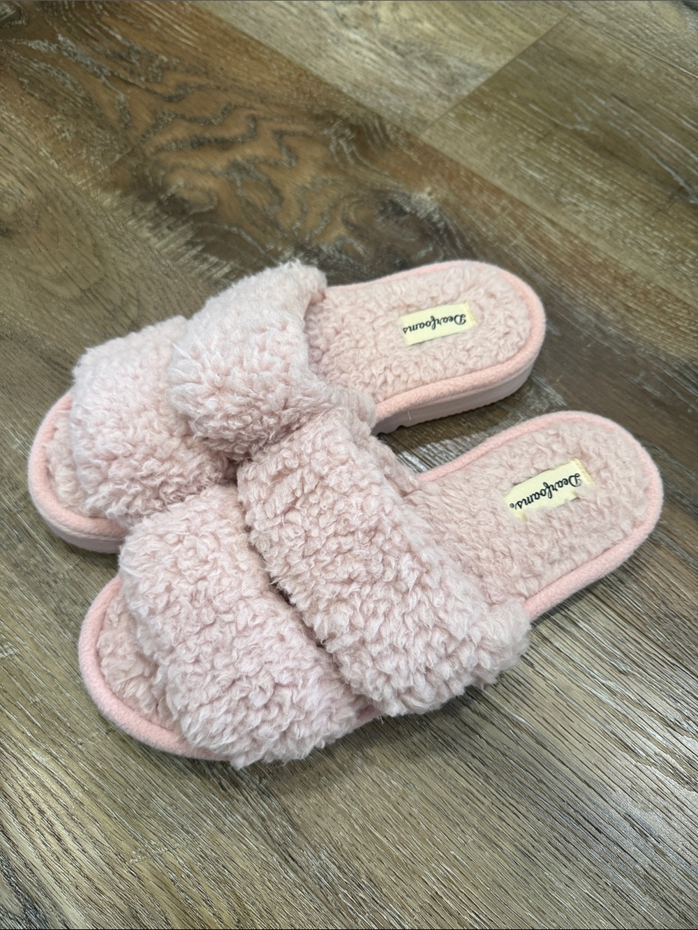 Barefoot Dreams Blush Pink Plush Slide Slippers, New! Size 9/10